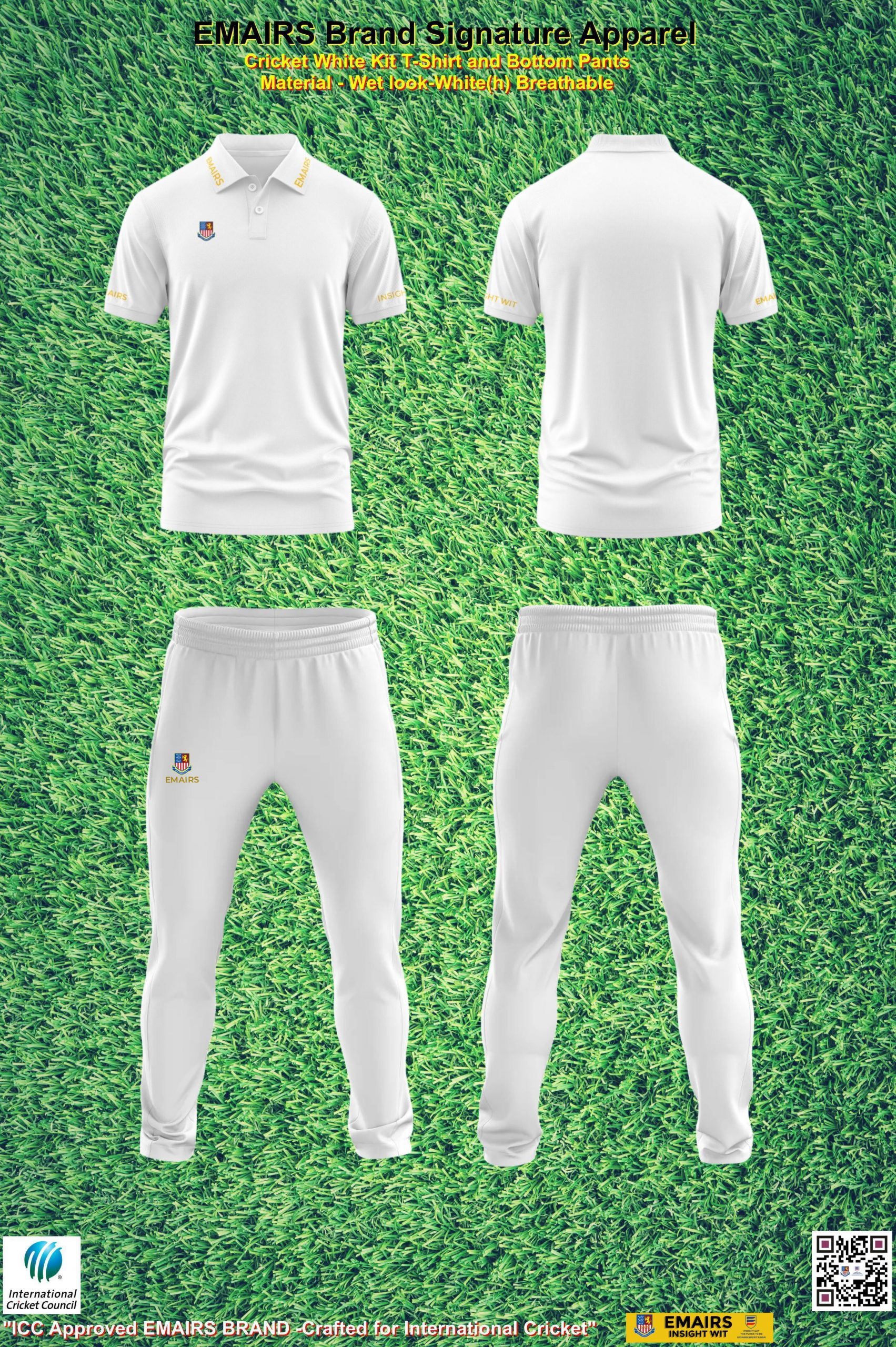 EMAIRS Brand Signature Apparel Cricket White Kit - Pure Ceylon Items